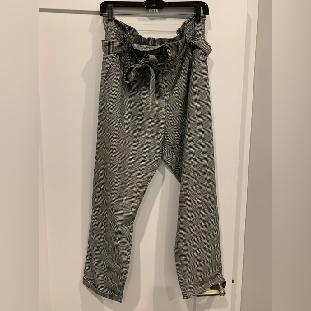 Zara trousers size xl gingham paper waist